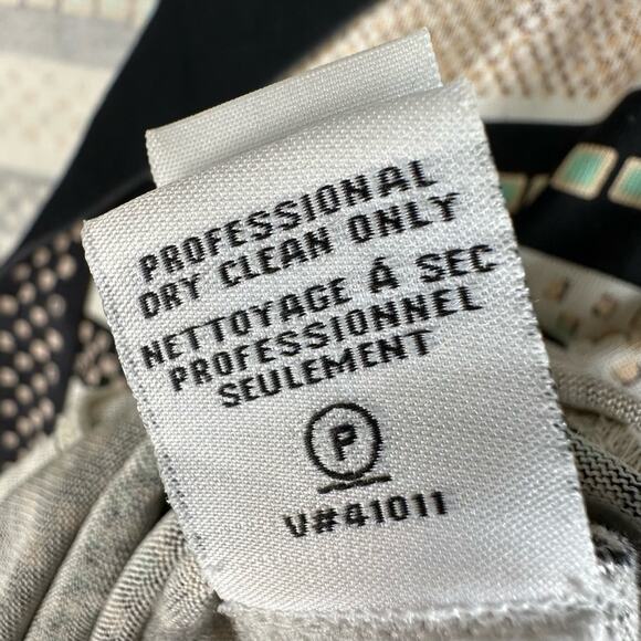 Diane Von Furstenberg Dress Womens 10 Black Striped 100% Silk Aztec Quiet Luxury - Picture 10 of 14